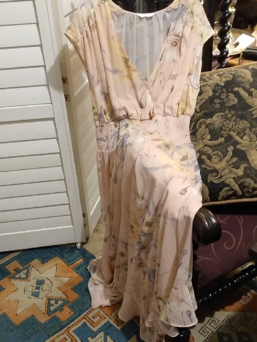 Soft Pink Summerdress With Flowers By H & M